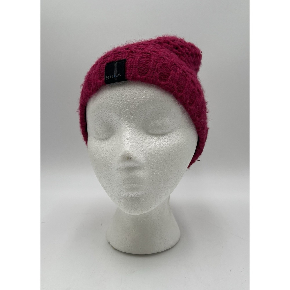 BULA Pink Knit Beanie Hat Womens One Size Made In Canada Winter Ski Cap